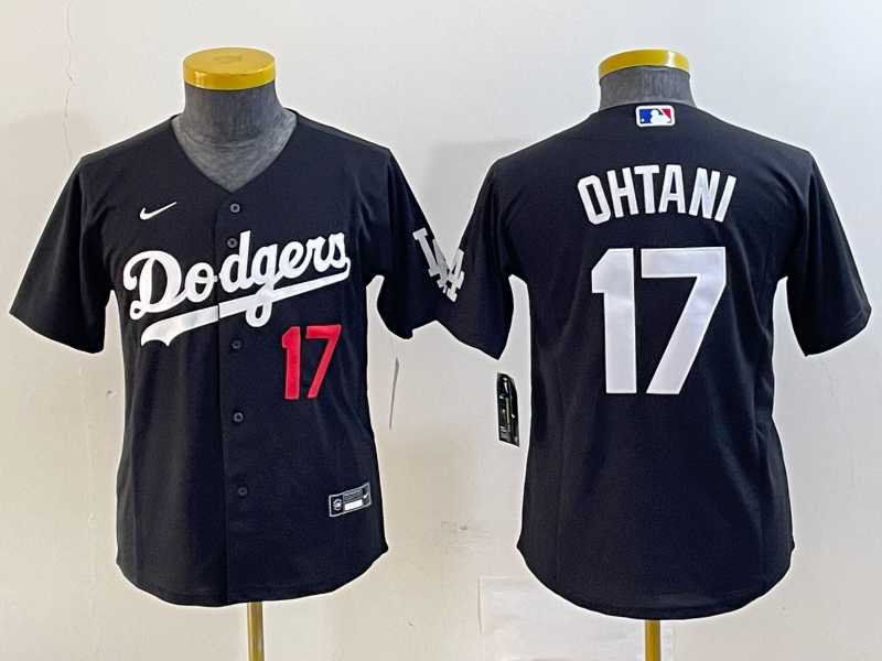 Youth Los Angeles Dodgers #17 Shohei Ohtani Number Black Turn Back The Clock Stitched Cool Base Jersey->mlb womens jerseys->MLB Jersey